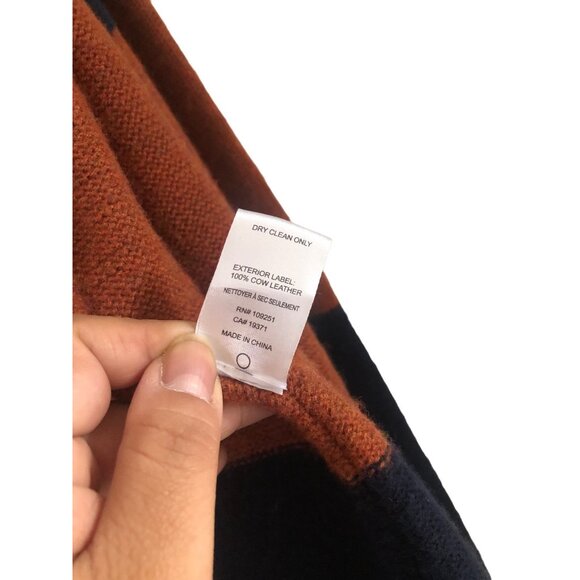 Birds of Paradis Trovata Colorblock Navy Rust Wool Open Duster Cardigan Small - Picture 6 of 7